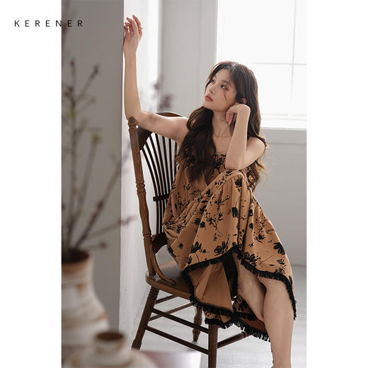 可人儿小众设计师新款奥力绵女士睡衣夏季吊带少女睡裙可外穿家居 商品图2