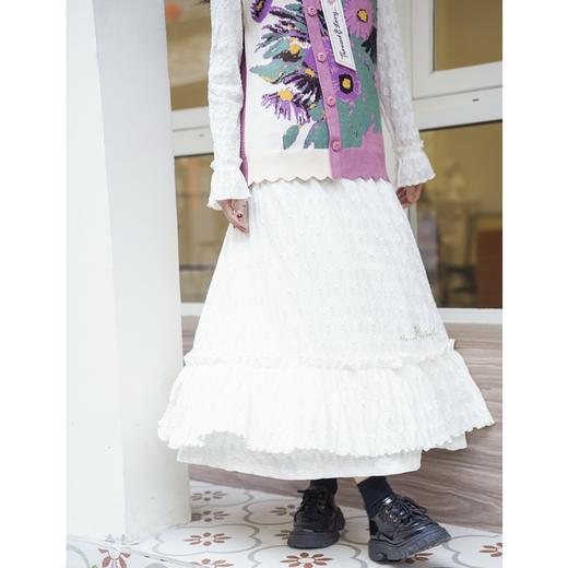 月光手札 2025新款复古刺绣碎花荷叶边高腰半身裙S25CKB508 商品图1