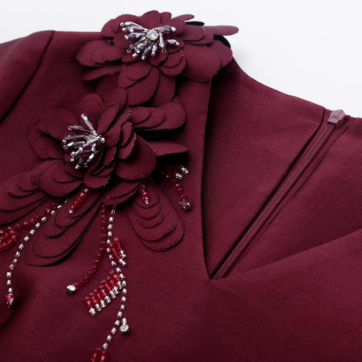 QF807斯尔丽2025新款宴会礼服手工立体刺绣高端大气喜妈妈修身连衣裙 商品图6