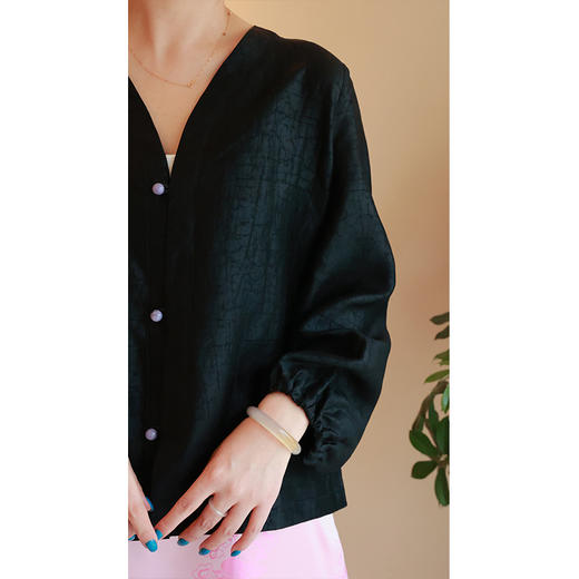 【抖音专属】新中式衬衣（25710089暗龙紫高定款） 商品图0