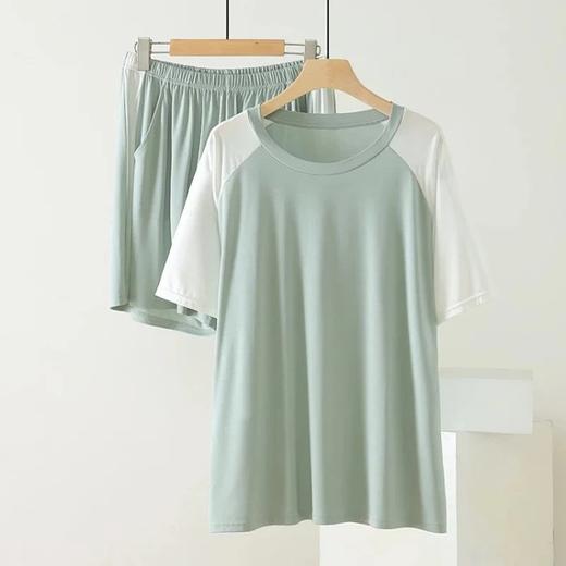 weyo男款冰丝棉撞色插肩短袖短裤套装休闲舒适家居服2576 商品图3