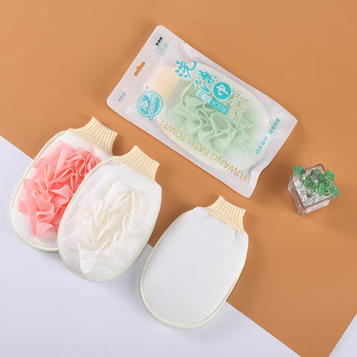 「9.9到手！双面两用」浴花搓澡巾两用洗澡手套居家日用成人搓澡巾搓泥搓背手套 商品图2