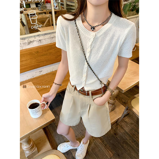 <曾小咸推荐>系扣针织衫短袖 日常119.99/件 立减50 秒杀69.99/件！！ 商品图2