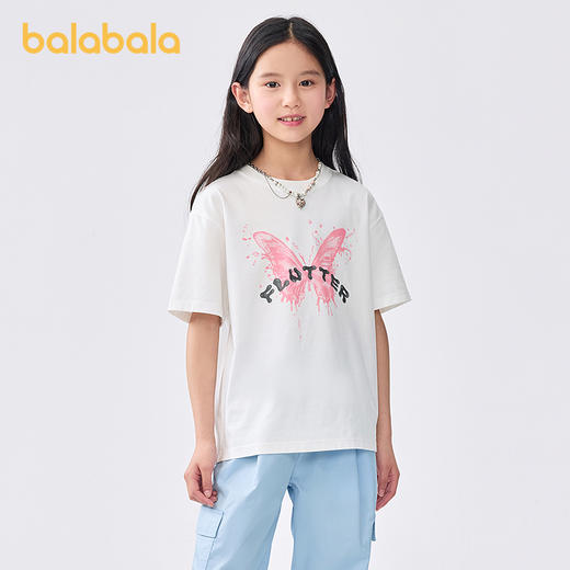 巴拉巴拉童装儿童短袖女童t恤2025新款夏装大童速干印花上衣甜美 商品图0