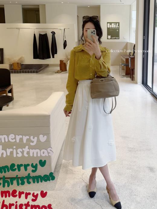 巴黎漫步 | 手工缝立体花朵 府绸法式小白裙 珍珠白 商品图5