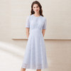 EITIE爱特爱浅蓝色丝绒绣花重工蕾丝收腰显瘦连衣裙2025夏季新款B2507630 商品缩略图2