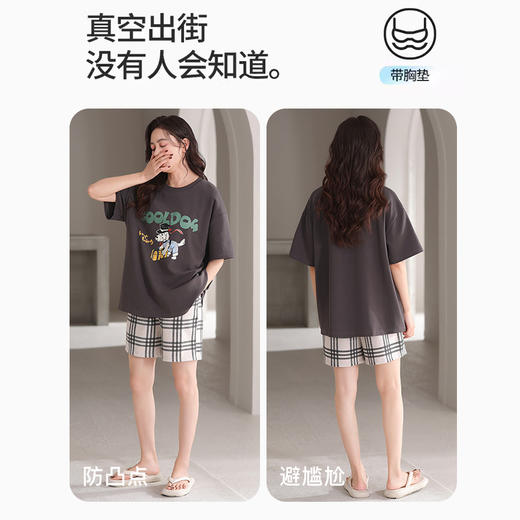 【清凉迎夏】洁丽雅新品女款家居服短袖短裤套装可爱卡通套头睡衣 商品图2