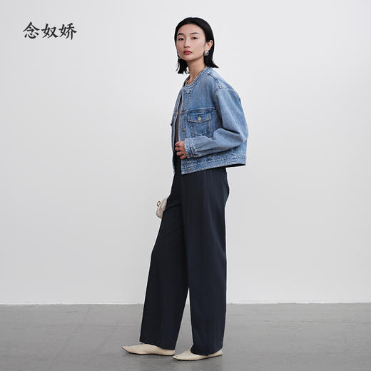 【商场同款】CNT5393 “精致通勤西裤” 石墨灰色前中捏梗直筒裤 商品图7