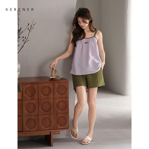 可人儿小众设计师新款泡泡绵夏季女士吊带睡衣时尚可外出家居服 商品图2