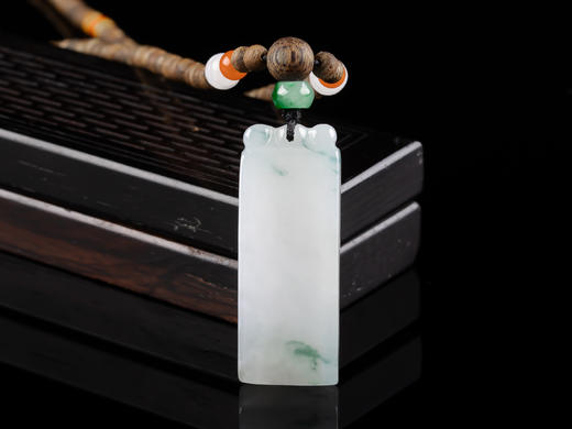 XY0029原创沉香+翡翠飘花平安无事牌 商品图2