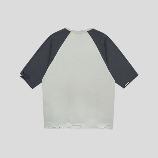 GOODBAI 916 星星logo印花同色系撞色插肩袖破坏中袖T恤 商品图4