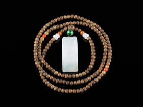 XY0029原创沉香+翡翠飘花平安无事牌