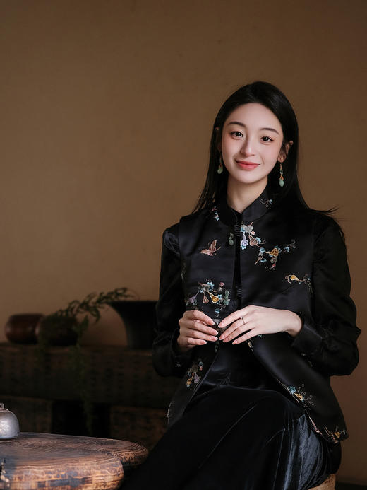 下架|盛唐牡丹| 真丝加密缎葫芦纹马甲 商品图5