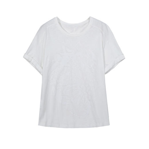 谜底T恤短袖女2025夏季新品休闲日常印花合身X型短上衣252MT0568 商品图4