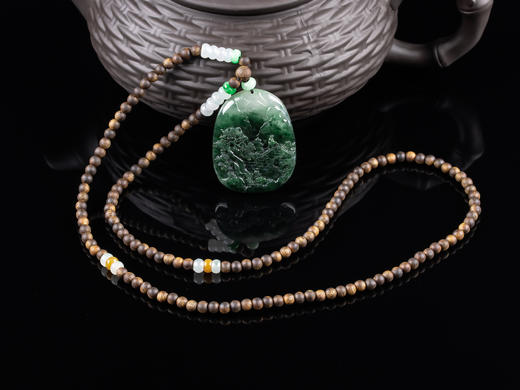 XY0062原创沉香+翡翠蓝底山水牌 商品图4