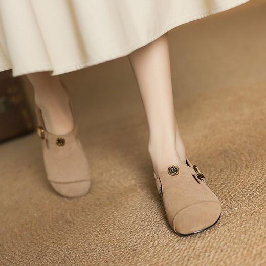 【预售5天】2cm牛反绒~新款真皮低跟小皮鞋山茶花乐福鞋磨砂皮勃肯鞋子ASZ&5-538 商品图4