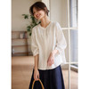 【专属特价】熙世界法式七分袖白衬衫女2025春日新款宽松洋气纯棉衬衣圆领上衣 商品缩略图4