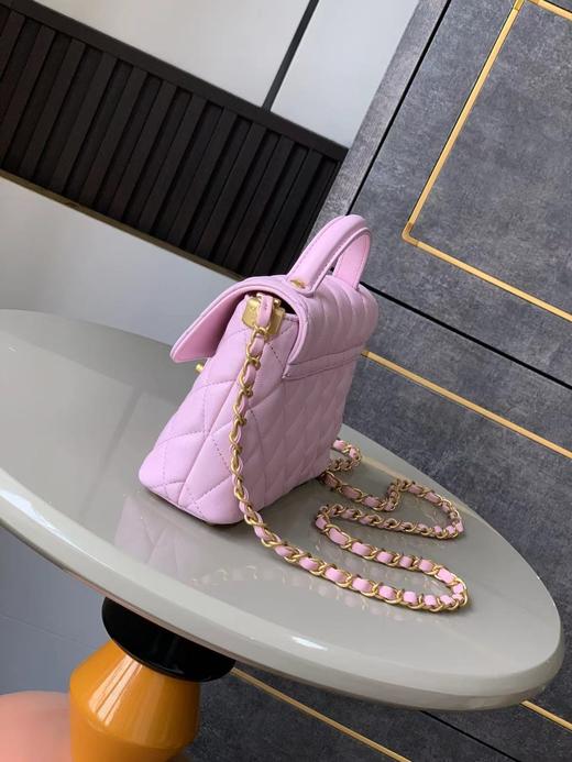 CHANEL香奈儿 25P 金色金属链条装饰 羊皮革 单肩斜挎手提包 小号 淡粉红（HH） 商品图1