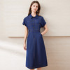 EITIE爱特爱气质复古翻领连肩袖通勤显瘦牛仔连衣裙2025夏季新款B2507640 商品缩略图1
