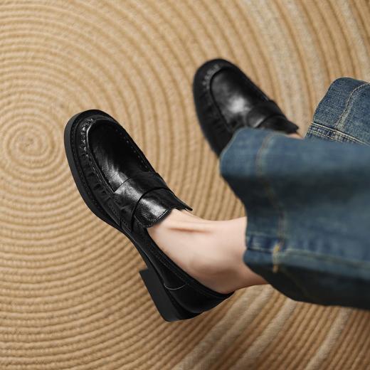 手工女鞋英伦风2025新款真皮一脚蹬乐福鞋复古百搭单鞋女4CM 商品图2
