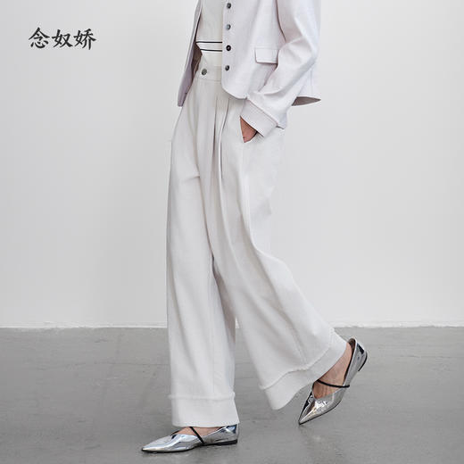 【商场同款】CNT5387 “静奢西裤” 冰川灰 后腰松紧阔腿裤 商品图0