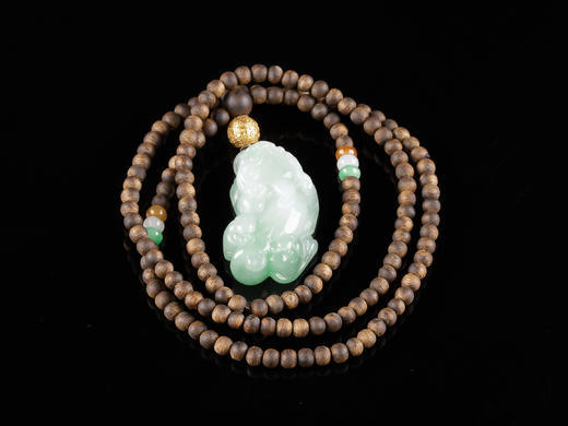 XY0031原创沉香+翡翠晴绿底色貔貅挂件 商品图5