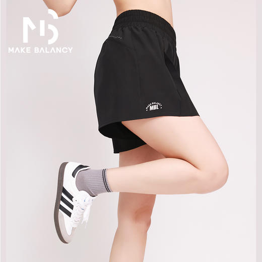 Makebalancy/慕柏郦假两件运动短裤带底裤带口袋透气速干弹性修身2357 商品图2