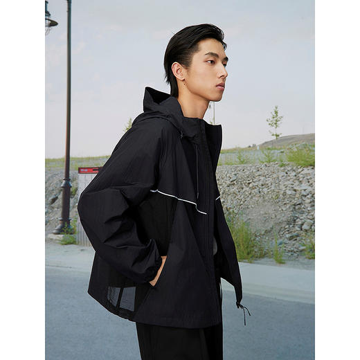 GXG男装 户外连帽通勤反光印花简约休闲夹克外套 25年春热卖 商品图2