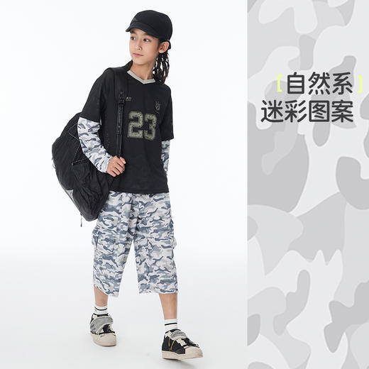 onmygame【自然迷彩】男童裤子儿童七分裤防泼水工装裤2025年新款 商品图3