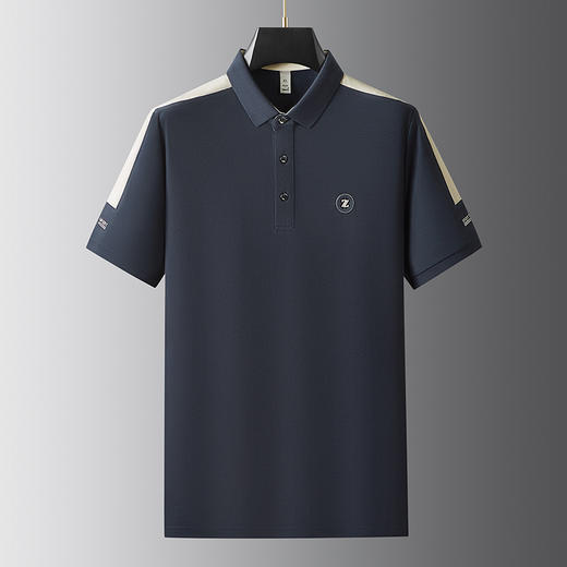 【冰丝】【DDP】大依优型大码拼接短袖POLO衫弹力翻领商务休闲透气半袖夏季上衣 商品图0