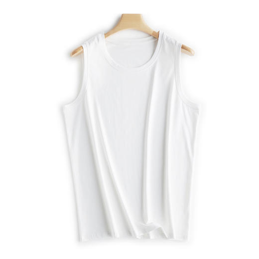 weyo男款长绒棉液氨圆领背心白色纯棉无袖上衣23101 商品图0