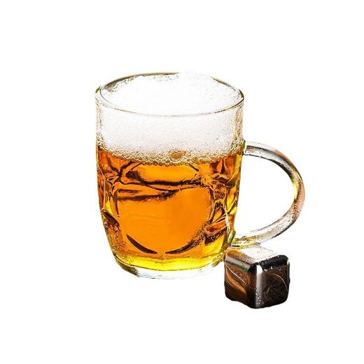 买一送一 加厚大容量玻璃杯带把泡茶杯棋盘纹啤酒杯 A-4238 商品图5