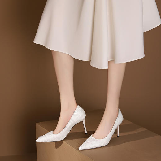 westory春秋高脚小细跟皮鞋通勤尖头纯色单鞋W23CE72981 商品图7