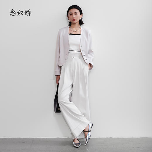 【商场同款】CNT5387 “静奢西裤” 冰川灰 后腰松紧阔腿裤 商品图3