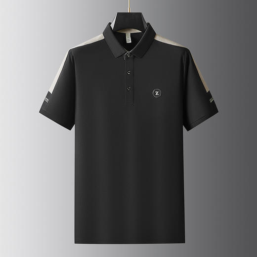 【冰丝】【DDP】大依优型大码拼接短袖POLO衫弹力翻领商务休闲透气半袖夏季上衣 商品图1