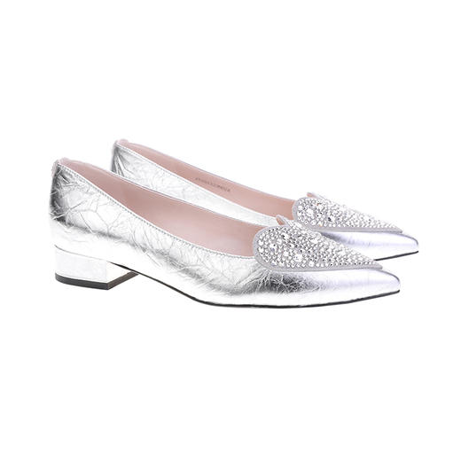 sheme手抓纹羊皮心型水晶经典优雅日常百搭女士单鞋可定制 商品图5