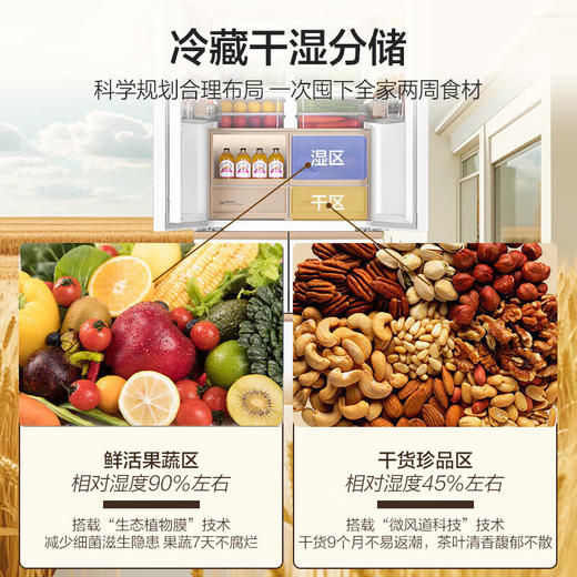 海尔（Haier）512升麦浪全空间保鲜594mm超薄零嵌多门一级变频大容量风冷无霜阻氧干湿分储除菌家用电冰箱 BCD-512WGHMD1BWLU1 商品图4