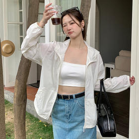2025夏季轻薄防晒皮肤衣 UPF50+连帽拉链防水开衫外套 宽松防晒服上衣