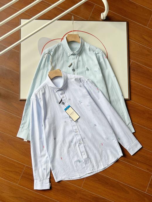H@ZZYS 字母提花条纹纯棉长袖衬衫 Z-15079 商品图5