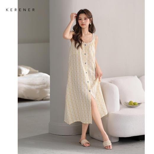 可人儿小众设计师新款泡泡绵女士睡衣夏季少女睡裙可外穿家居服 商品图1