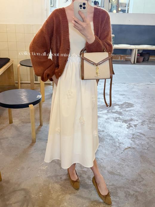 巴黎漫步 | 手工缝立体花朵 府绸法式小白裙 珍珠白 商品图2