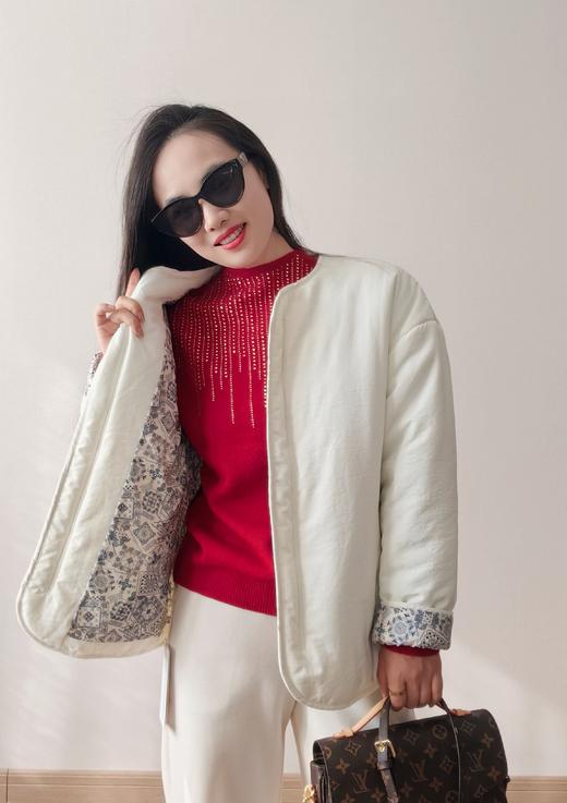 白百合同款腰果花内衬简约小棉袄 商品图11