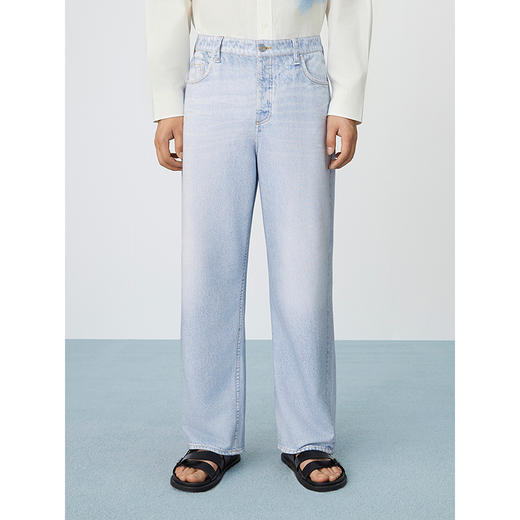 GXG男装 仿牛仔水洗色宽松直筒休闲裤男潮流长裤通勤裤子25春热卖 商品图4