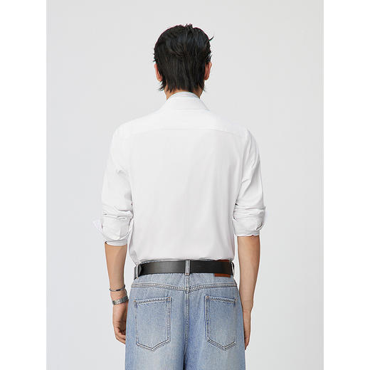 GXG男装 多色基础绣花凉感商务通勤长袖衬衫内搭 25年春热卖 商品图4