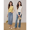 【年终特卖】熙世界设计感雪纺印花长袖拼接针织T恤假两件上衣女2025春秋新款 商品缩略图3
