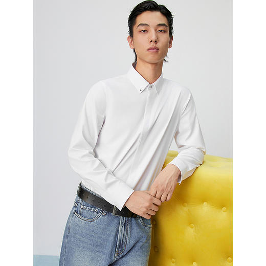 GXG男装 基础商务通勤长袖衬衫内搭打底 25年春热卖 商品图2