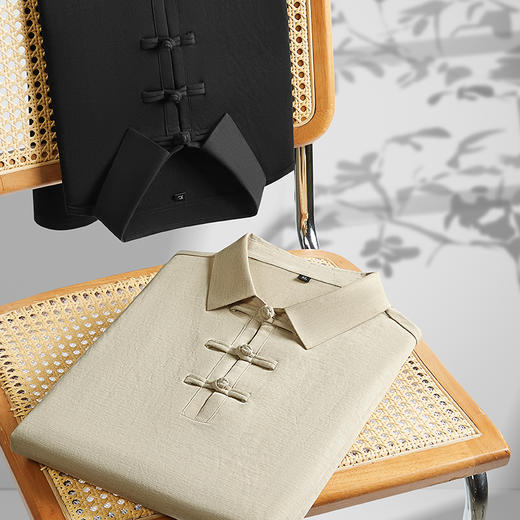 【国潮】【DDP】大依优型大码短袖POLO衫中国风翻领商务休闲透气半袖夏季上衣 商品图4