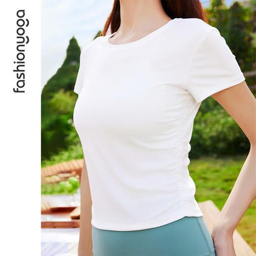 凡圣瑜伽腰部抽褶经典短袖 F15325 商品图6
