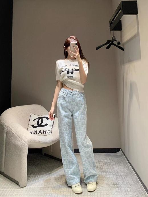 芬迪25Ss早春新款浅色提花满印直筒牛仔裤（DQJ） 商品图0