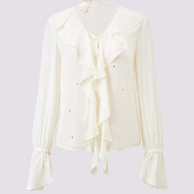 宽松优雅立体花朵荷叶边百搭上衣(货号:MF85TP758A2001)